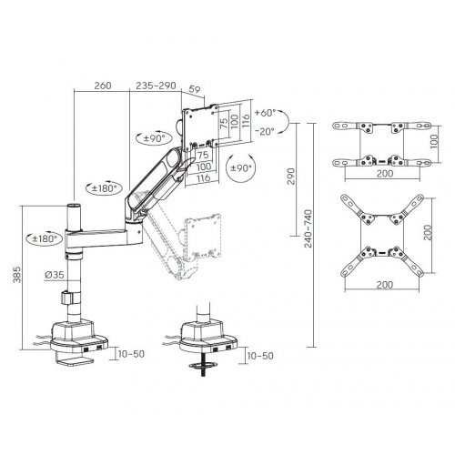 Уцінка настільне кріплення для монітора OfficePro 24-57" MAH751 Black (Розкрита упаковка, 846252) купити в Україні: Київ, Львів, Хмельницький, Тернопіль, Івано-Франківськ | Низька ціна, відгуки, характеристики від TELEMART фото