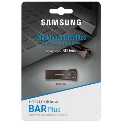 Купить Накопитель Samsung Bar Plus 128GB USB 3.1 Black (MUF-128BE4/APC) - цена в Харькове, Киеве, Днепре, Одессе
в интернет-магазине Telemart фото