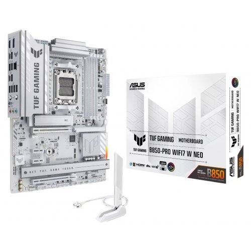 Материнская плата Asus TUF GAMING B850-PRO WIFI7 W NEO (sAM5, AMD B850) купить в Украине: Киев, Днепр, Харьков, Одесса  | Проверка совместимости, низкая цена, отзывы, характеристики от TELEMART фото
