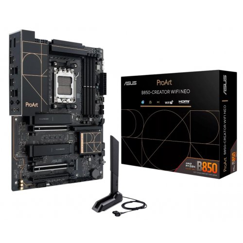 Материнська плата Asus ProArt B850-CREATOR WIFI NEO (sAM5, AMD B850) купити в Україні: Київ, Львів, Хмельницький, Тернопіль, Івано-Франківськ | Перевірка сумісності, низька ціна, відгуки, характеристики від TELEMART фото