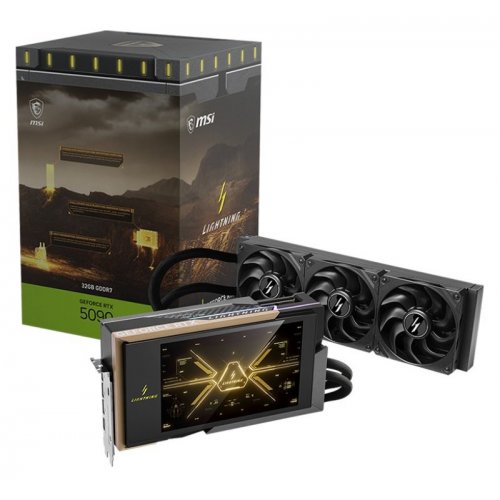 Видеокарта MSI GeForce RTX 5090 LIGHTNING Z 32768MB (RTX 5090 32G LIGHTNING Z) купить в Украине: Киев, Днепр, Харьков, Одесса  | Проверка совместимости, низкая цена, отзывы, характеристики от TELEMART фото