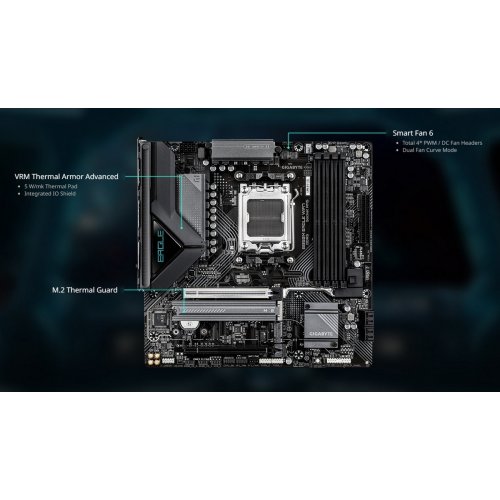 Материнська плата Gigabyte B850M EAGLE WIFI7 (sAM5, AMD B850) купити в Україні: Київ, Львів, Хмельницький, Тернопіль, Івано-Франківськ | Перевірка сумісності, низька ціна, відгуки, характеристики від TELEMART фото