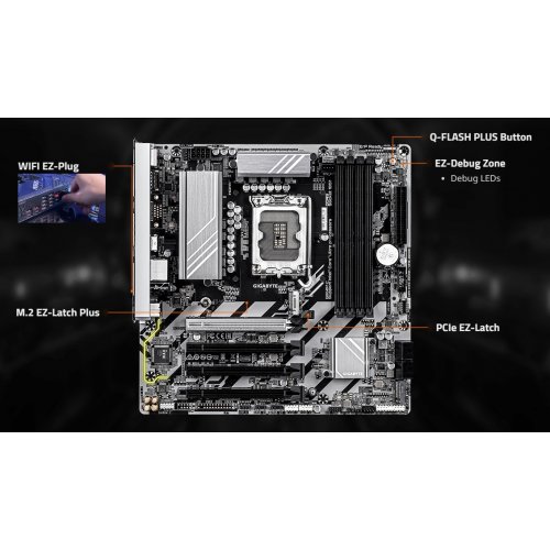 Материнская плата Gigabyte B860M C (s1851, Intel B860) купить в Украине: Киев, Днепр, Харьков, Одесса  | Проверка совместимости, низкая цена, отзывы, характеристики от TELEMART фото