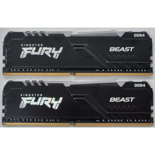 Озу Kingston DDR4 32GB (2x16GB) 3600Mhz FURY Beast RGB Black (KF436C18BBAK2/32) (Восстановлено продавцом, 846847) купить в Украине: Киев, Днепр, Харьков, Одесса  | Проверка совместимости, низкая цена, отзывы, характеристики от TELEMART фото