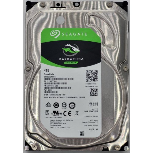 Жорсткий диск Seagate BarraCuda 4TB 256MB 5400RPM 3.5'' (ST4000DM004) (Відновлено продавцем, 846860) купити в Україні: Київ, Львів, Хмельницький, Тернопіль, Івано-Франківськ | Перевірка сумісності, низька ціна, відгуки, характеристики від TELEMART фото