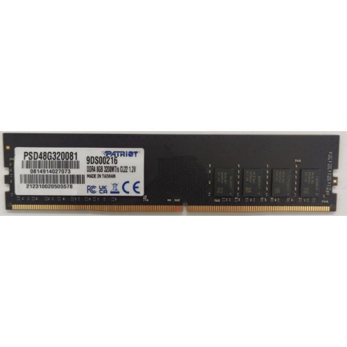 Озу Patriot DDR4 8GB 3200Mhz Signature Line (PSD48G320081) (Восстановлено продавцом, 846883) купить в Украине: Киев, Днепр, Харьков, Одесса  | Проверка совместимости, низкая цена, отзывы, характеристики от TELEMART фото