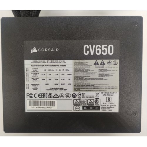 Блок питания Corsair CV650 650W (CP-9020236-EU) (Восстановлено продавцом, 846891) купить в Украине: Киев, Днепр, Харьков, Одесса  | Проверка совместимости, низкая цена, отзывы, характеристики от TELEMART фото