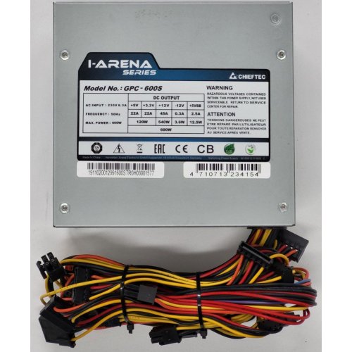 Блок питания CHIEFTEC i-ARENA 600W (GPC-600S) OEM (Восстановлено продавцом, 846912) купить в Украине: Киев, Днепр, Харьков, Одесса  | Проверка совместимости, низкая цена, отзывы, характеристики от TELEMART фото