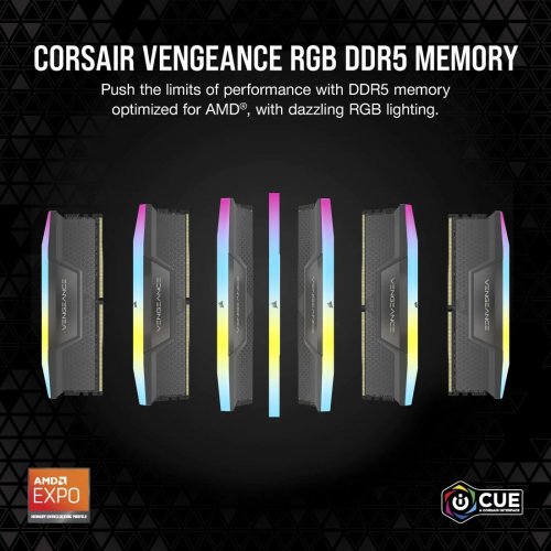 ОЗУ Corsair DDR5 32GB (2x16GB) 6400Mhz Vengeance RGB Grey (CMH32GX5M2B6400Z32) купить в Украине: Киев, Днепр, Харьков, Одесса  | Проверка совместимости, низкая цена, отзывы, характеристики от TELEMART фото