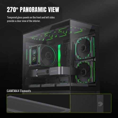 Корпус GAMEMAX Vista 2 M Tempered Glass без БП Black купить в Украине: Киев, Днепр, Харьков, Одесса  | Проверка совместимости, низкая цена, отзывы, характеристики от TELEMART фото