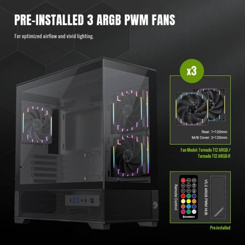 Корпус GAMEMAX Vista 2 M Tempered Glass без БП Black купить в Украине: Киев, Днепр, Харьков, Одесса  | Проверка совместимости, низкая цена, отзывы, характеристики от TELEMART фото