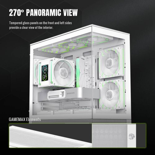 Корпус GAMEMAX Vista 2 M Tempered Glass без БП White купить в Украине: Киев, Днепр, Харьков, Одесса  | Проверка совместимости, низкая цена, отзывы, характеристики от TELEMART фото