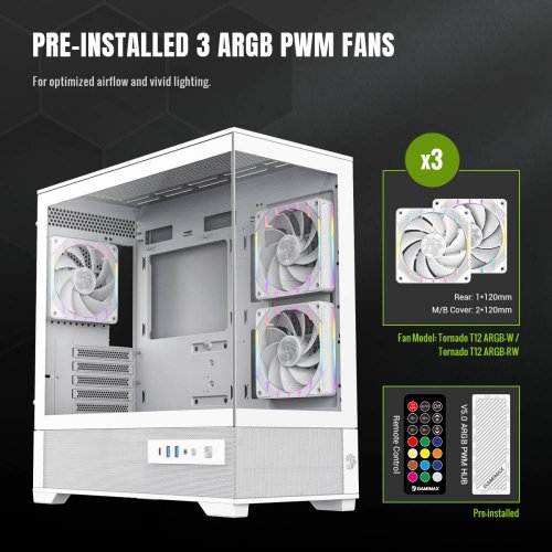 Корпус GAMEMAX Vista 2 M Tempered Glass без БП White купить в Украине: Киев, Днепр, Харьков, Одесса  | Проверка совместимости, низкая цена, отзывы, характеристики от TELEMART фото