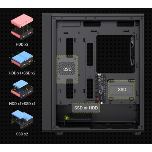 Корпус GAMEMAX Aeris 330 G Tempered Glass без БП Black купить в Украине: Киев, Днепр, Харьков, Одесса  | Проверка совместимости, низкая цена, отзывы, характеристики от TELEMART фото