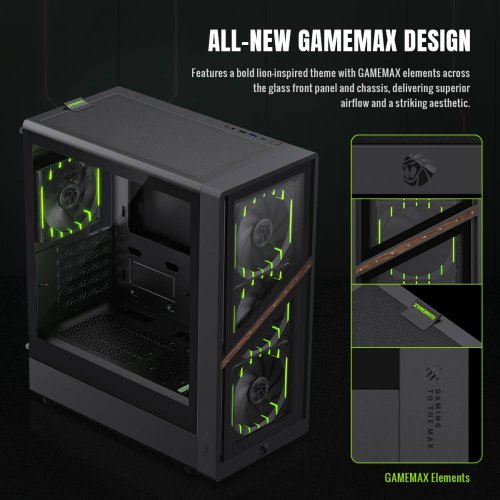 Корпус GAMEMAX Aeris 330 G Tempered Glass без БП Black купить в Украине: Киев, Днепр, Харьков, Одесса  | Проверка совместимости, низкая цена, отзывы, характеристики от TELEMART фото