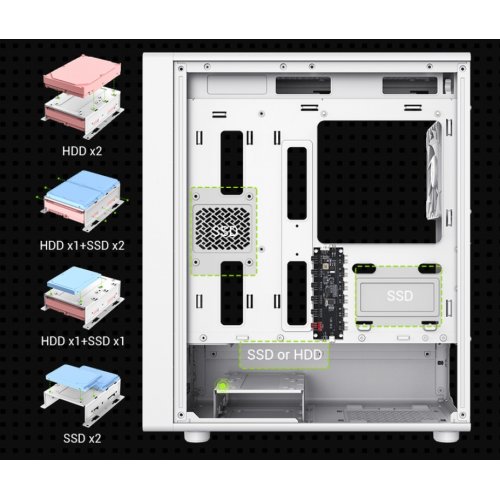 Корпус GAMEMAX Aeris 330 G Tempered Glass без БП White купить в Украине: Киев, Днепр, Харьков, Одесса  | Проверка совместимости, низкая цена, отзывы, характеристики от TELEMART фото