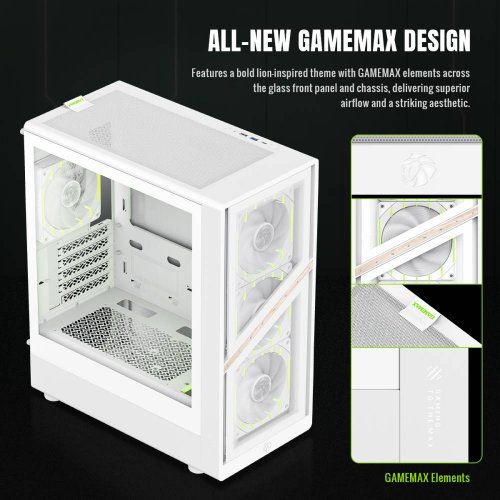Корпус GAMEMAX Aeris 330 G Tempered Glass без БП White купить в Украине: Киев, Днепр, Харьков, Одесса  | Проверка совместимости, низкая цена, отзывы, характеристики от TELEMART фото