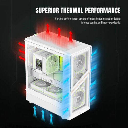 Корпус GAMEMAX Aeris 330 G Tempered Glass без БП White купить в Украине: Киев, Днепр, Харьков, Одесса  | Проверка совместимости, низкая цена, отзывы, характеристики от TELEMART фото