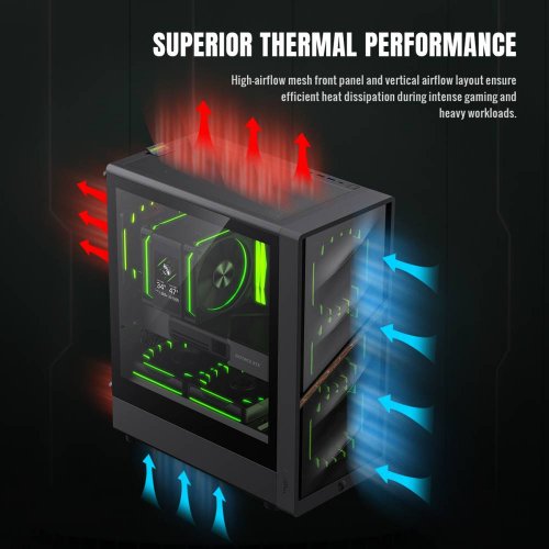 Корпус GAMEMAX Aeris 330 M Tempered Glass без БЖ Black купити в Україні: Київ, Львів, Хмельницький, Тернопіль, Івано-Франківськ | Перевірка сумісності, низька ціна, відгуки, характеристики від TELEMART фото