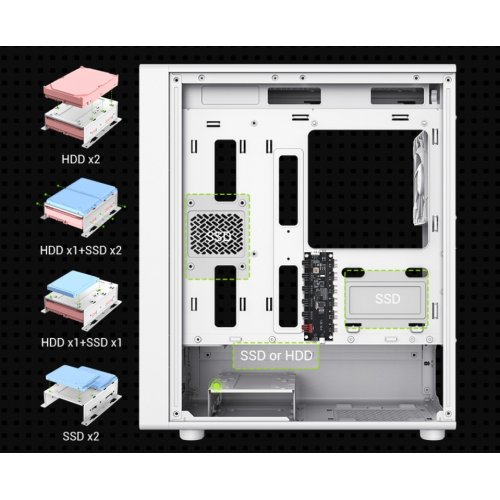 Корпус GAMEMAX Aeris 330 M Tempered Glass без БП White купить в Украине: Киев, Днепр, Харьков, Одесса  | Проверка совместимости, низкая цена, отзывы, характеристики от TELEMART фото