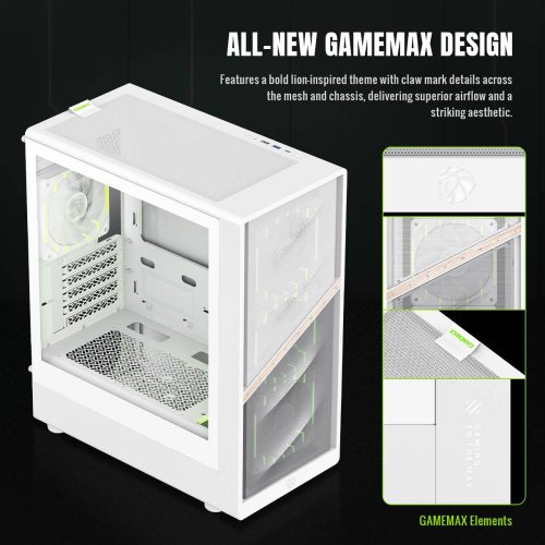 Корпус GAMEMAX Aeris 330 M Tempered Glass без БП White купить в Украине: Киев, Днепр, Харьков, Одесса  | Проверка совместимости, низкая цена, отзывы, характеристики от TELEMART фото