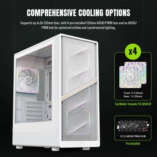 Корпус GAMEMAX Aeris 330 M Tempered Glass без БП White купить в Украине: Киев, Днепр, Харьков, Одесса  | Проверка совместимости, низкая цена, отзывы, характеристики от TELEMART фото