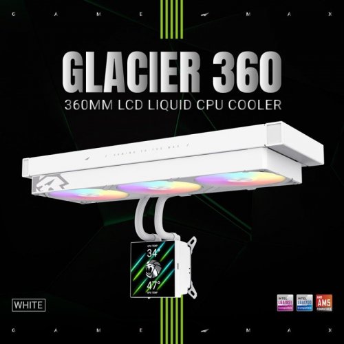 Готова СВО GAMEMAX Glacier 360 LCD White купити в Україні: Київ, Львів, Хмельницький, Тернопіль, Івано-Франківськ | Перевірка сумісності, низька ціна, відгуки, характеристики від TELEMART фото