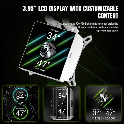 Готова СВО GAMEMAX Glacier 360 LCD White купити в Україні: Київ, Львів, Хмельницький, Тернопіль, Івано-Франківськ | Перевірка сумісності, низька ціна, відгуки, характеристики від TELEMART фото