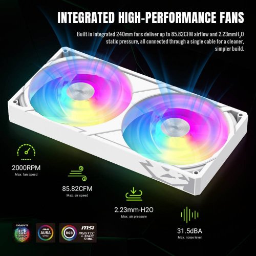 Готова СВО GAMEMAX Glacier 240 LCD White купити в Україні: Київ, Львів, Хмельницький, Тернопіль, Івано-Франківськ | Перевірка сумісності, низька ціна, відгуки, характеристики від TELEMART фото