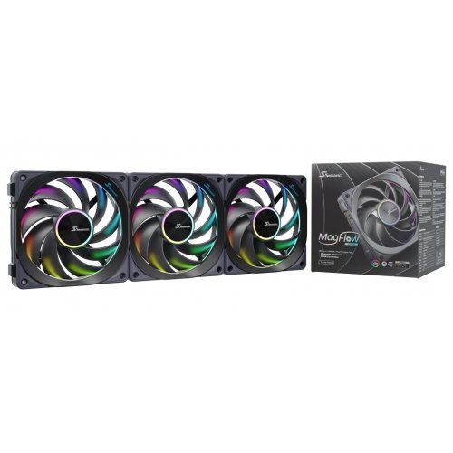 Набір кулерів для корпусу Seasonic MagFlow ARGB 120 3 in 1 (MAGFLOW-ARGB-3) Black купити в Україні: Київ, Львів, Хмельницький, Тернопіль, Івано-Франківськ | Перевірка сумісності, низька ціна, відгуки, характеристики від TELEMART фото