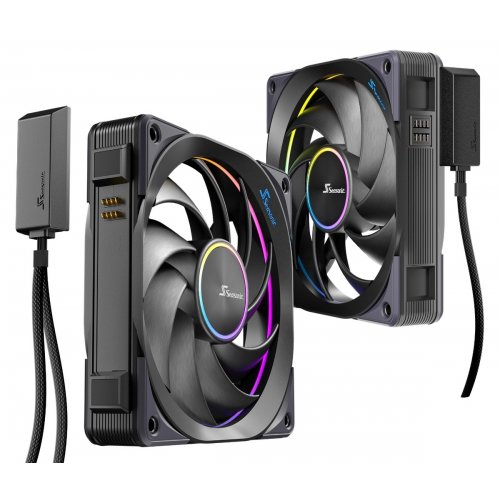 Набір кулерів для корпусу Seasonic MagFlow ARGB 120 3 in 1 (MAGFLOW-ARGB-3) Black купити в Україні: Київ, Львів, Хмельницький, Тернопіль, Івано-Франківськ | Перевірка сумісності, низька ціна, відгуки, характеристики від TELEMART фото