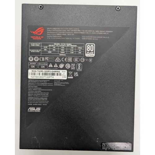 Блок живлення Asus ROG Thor 1200W Platinum II (90YE00L0-B0NA00) (Відновлено продавцем, 847245) купити в Україні: Київ, Львів, Хмельницький, Тернопіль, Івано-Франківськ | Перевірка сумісності, низька ціна, відгуки, характеристики від TELEMART фото