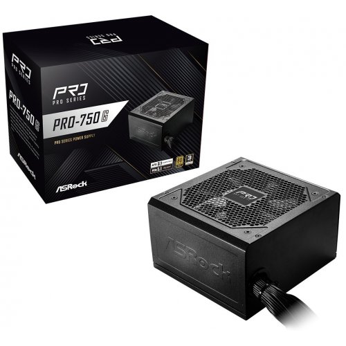 Блок живлення AsRock Pro Gold 750W (PRO-750G) Black купити в Україні: Київ, Львів, Хмельницький, Тернопіль, Івано-Франківськ | Перевірка сумісності, низька ціна, відгуки, характеристики від TELEMART фото