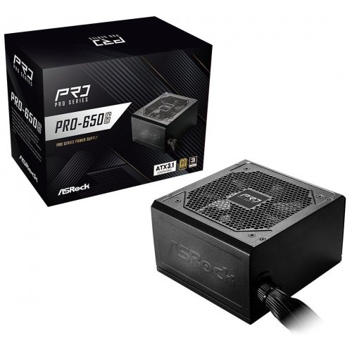 Блок питания AsRock Pro Gold 650W (PRO-650G) Black купить в Украине: Киев, Днепр, Харьков, Одесса  | Проверка совместимости, низкая цена, отзывы, характеристики от TELEMART фото