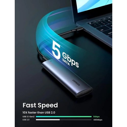 Уцінка зовнішня кишеня Ugreen CM400 M.2 SATA NGFF - USB Type-C (10903) Grey (Розкрита упаковка, 847309) купити в Україні: Київ, Львів, Хмельницький, Тернопіль, Івано-Франківськ | Низька ціна, відгуки, характеристики від TELEMART фото