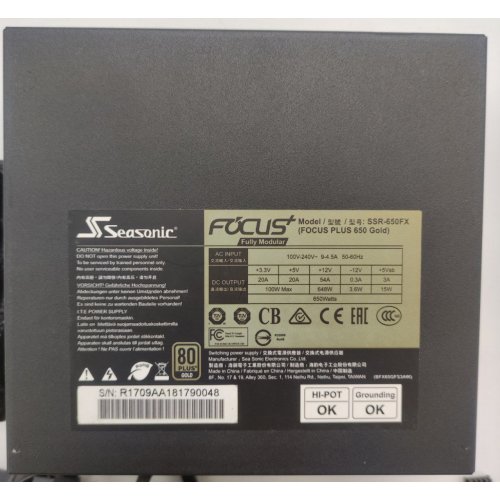 Блок питания Seasonic Focus GX-650W Gold (SSR-650FX) (Восстановлено продавцом, 847346) купить в Украине: Киев, Днепр, Харьков, Одесса  | Проверка совместимости, низкая цена, отзывы, характеристики от TELEMART фото