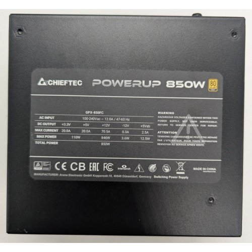 Блок питания CHIEFTEC PowerUp 850W (GPX-850FC) (Восстановлено продавцом, 847372) купить в Украине: Киев, Днепр, Харьков, Одесса  | Проверка совместимости, низкая цена, отзывы, характеристики от TELEMART фото