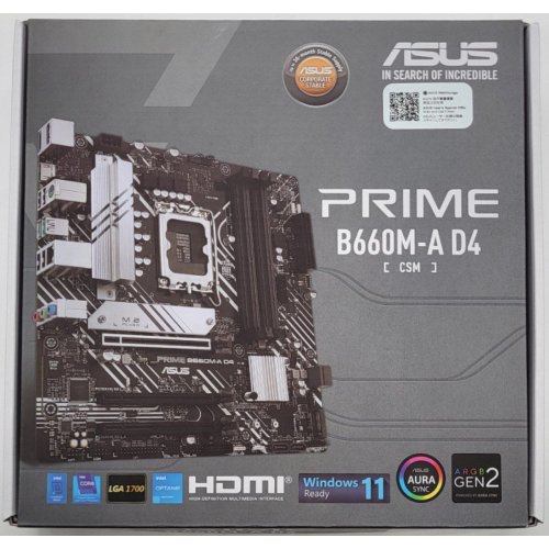 Материнская плата Asus PRIME B660M-A D4-CSM (s1700, Intel B660) (Восстановлено продавцом, 847413) купить в Украине: Киев, Днепр, Харьков, Одесса  | Проверка совместимости, низкая цена, отзывы, характеристики от TELEMART фото
