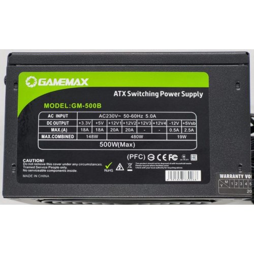 Блок живлення GAMEMAX 500W (GM-500B) (Відновлено продавцем, 847582) купити в Україні: Київ, Львів, Хмельницький, Тернопіль, Івано-Франківськ | Перевірка сумісності, низька ціна, відгуки, характеристики від TELEMART фото