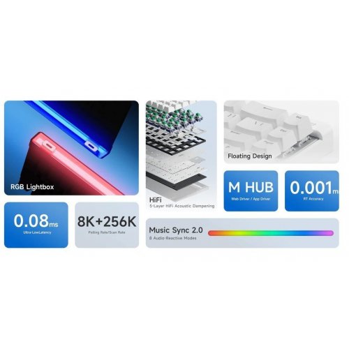 Клавиатура MCHOSE Ace 68 Air RGB Mount Tai Magnetic Switch GT (MC-ACE68AIR-11-UA) Rose Red купить в Украине: Киев, Днепр, Харьков, Одесса  | Низкая цена, отзывы, характеристики от TELEMART фото