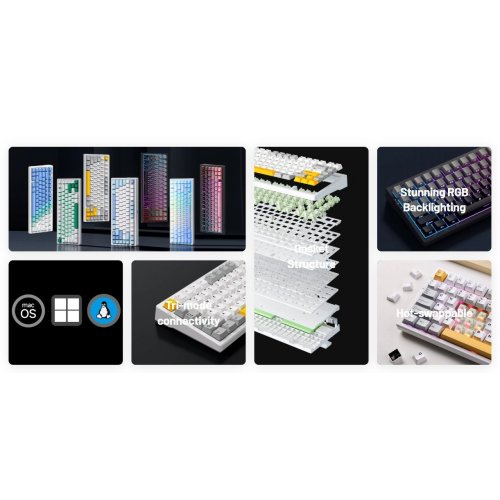 Клавиатура MCHOSE G75 Pro RGB Mechanical Matcha Latte Switch V2 Wireless (G75-9A-UA) Green купить в Украине: Киев, Днепр, Харьков, Одесса  | Низкая цена, отзывы, характеристики от TELEMART фото