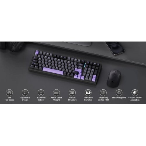 Клавиатура MCHOSE G98 Pro RGB Mechanical Flame Orange Switch Wireless (MC-G98S-5) Black купить в Украине: Киев, Днепр, Харьков, Одесса  | Низкая цена, отзывы, характеристики от TELEMART фото