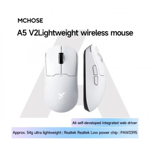 Миша MCHOSE A5 V2 Ultra Wireless (MC-A5V2-5) White купити в Україні: Київ, Львів, Хмельницький, Тернопіль, Івано-Франківськ | Низька ціна, відгуки, характеристики від TELEMART фото