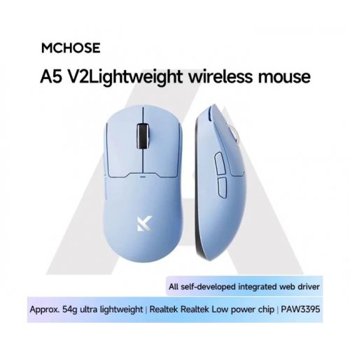 Миша MCHOSE A5 V2 Ultra Wireless (MC-A5V2-6) Blue купити в Україні: Київ, Львів, Хмельницький, Тернопіль, Івано-Франківськ | Низька ціна, відгуки, характеристики від TELEMART фото