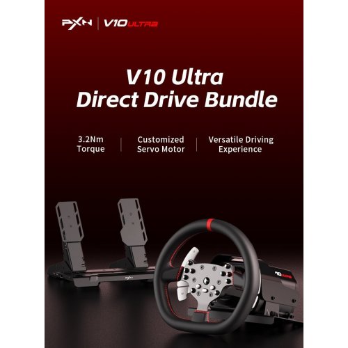 Кермо з педалями PXN V10 Ultra EU (6948052903945) Black купити в Україні: Київ, Львів, Хмельницький, Тернопіль, Івано-Франківськ | Низька ціна, відгуки, характеристики від TELEMART фото