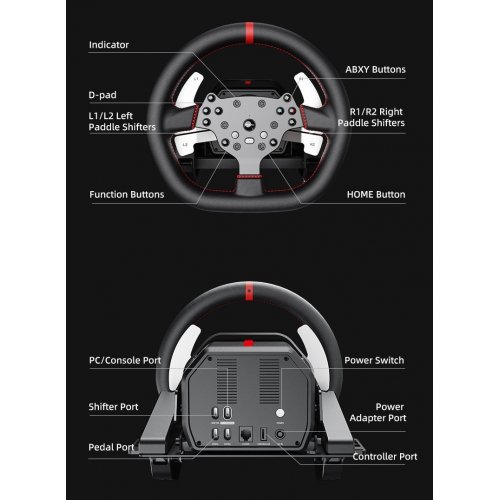Кермо з педалями PXN V10 Ultra EU (6948052903945) Black купити в Україні: Київ, Львів, Хмельницький, Тернопіль, Івано-Франківськ | Низька ціна, відгуки, характеристики від TELEMART фото