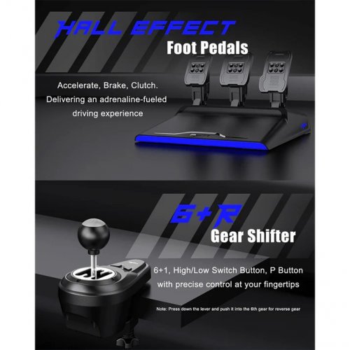 Кермо з педалями та коробкою передач PXN V99 EU (6948052903020) Black купити в Україні: Київ, Львів, Хмельницький, Тернопіль, Івано-Франківськ | Низька ціна, відгуки, характеристики від TELEMART фото