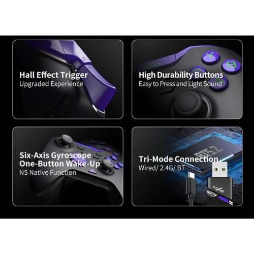 Геймпад PXN P5 8K Wireless (6948052903723) Black/Purple купити в Україні: Київ, Львів, Хмельницький, Тернопіль, Івано-Франківськ | Низька ціна, відгуки, характеристики від TELEMART фото