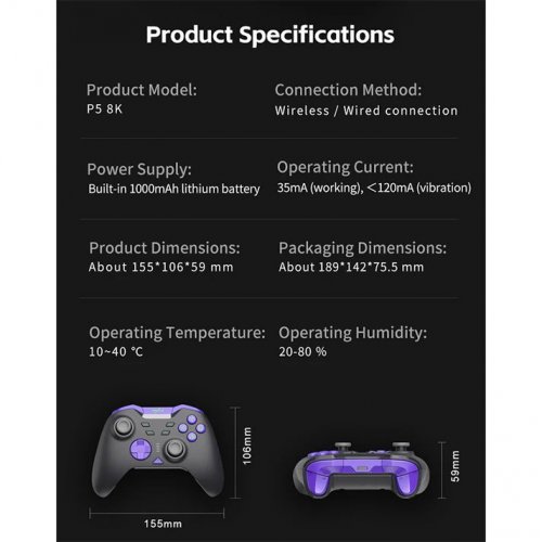 Геймпад PXN P5 8K Wireless (6948052903723) Black/Purple купити в Україні: Київ, Львів, Хмельницький, Тернопіль, Івано-Франківськ | Низька ціна, відгуки, характеристики від TELEMART фото