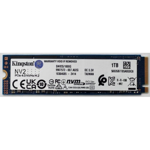 Ssd-диск Kingston NV2 3D NAND 1TB M.2 (2280 PCI-E) NVMe x4 (SNV2S/1000G) (Відновлено продавцем, 847681) купити в Україні: Київ, Львів, Хмельницький, Тернопіль, Івано-Франківськ | Перевірка сумісності, низька ціна, відгуки, характеристики від TELEMART фото